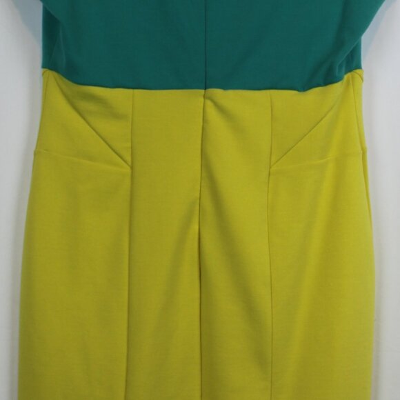 Kardashian Kollection Short Sleeve Teal Yellow Body Fitting Dress - Picture 6 of 7